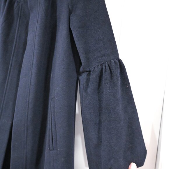 Diane von Furstenberg Size 6 Navy Wool Puff Sleve Midi Pea Coat - Picture 4 of 9